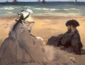 Manet - On the Beach, Suzanne and Eugene Manet at Berck (Click to enlarge)
