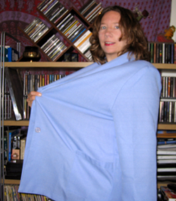 Alyce in big jacket, from side (Click to enlarge)