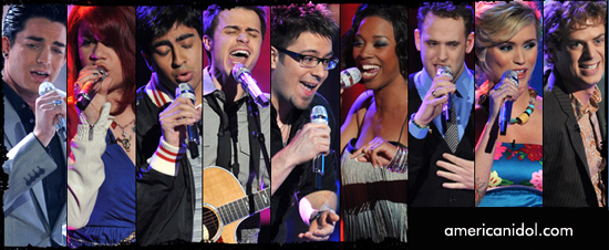 American Idol Top 9 finalists performing