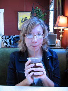 Alyce drinking coffee (Click to enlarge)