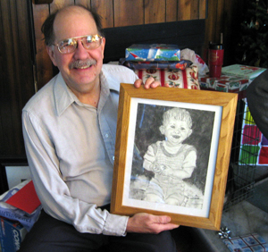 Dad with portrait (Click to enlarge)