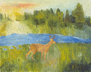 Deer with sunrise (Click to enlarge)