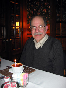 Dad with his birthday candle (Click to enlarge)