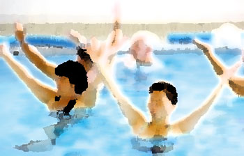 Water aerobics class - with palette knife filter