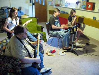 Playing Rock Band (Click to enlarge)