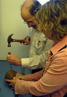 Dad and Alyce with the coconut (Click to enlarge)
