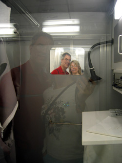 The Gryphon and Alyce reflected in ISS mirror (Click to enlarge)
