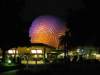 Epcot Center at night (Click to enlarge)