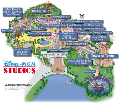 Disney-MGM Studios map (Click to enlarge)
