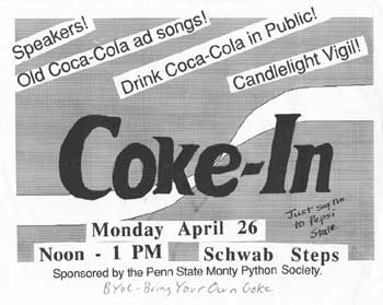Coke-In flyer (Click to enlarge)