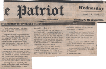 Coke-In Patriot News article (Click to enlarge)