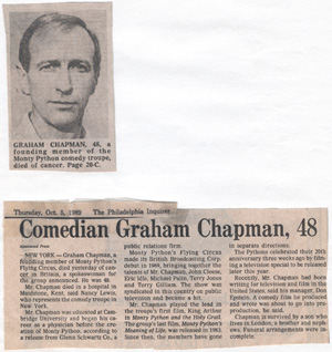 Graham Chapman obituary (Click to enlarge)
