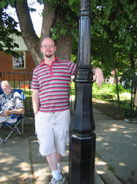 Sister's husband on lamp post (click to enlarge)