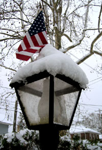 Snowy lamp with flag (Click to enlarge)